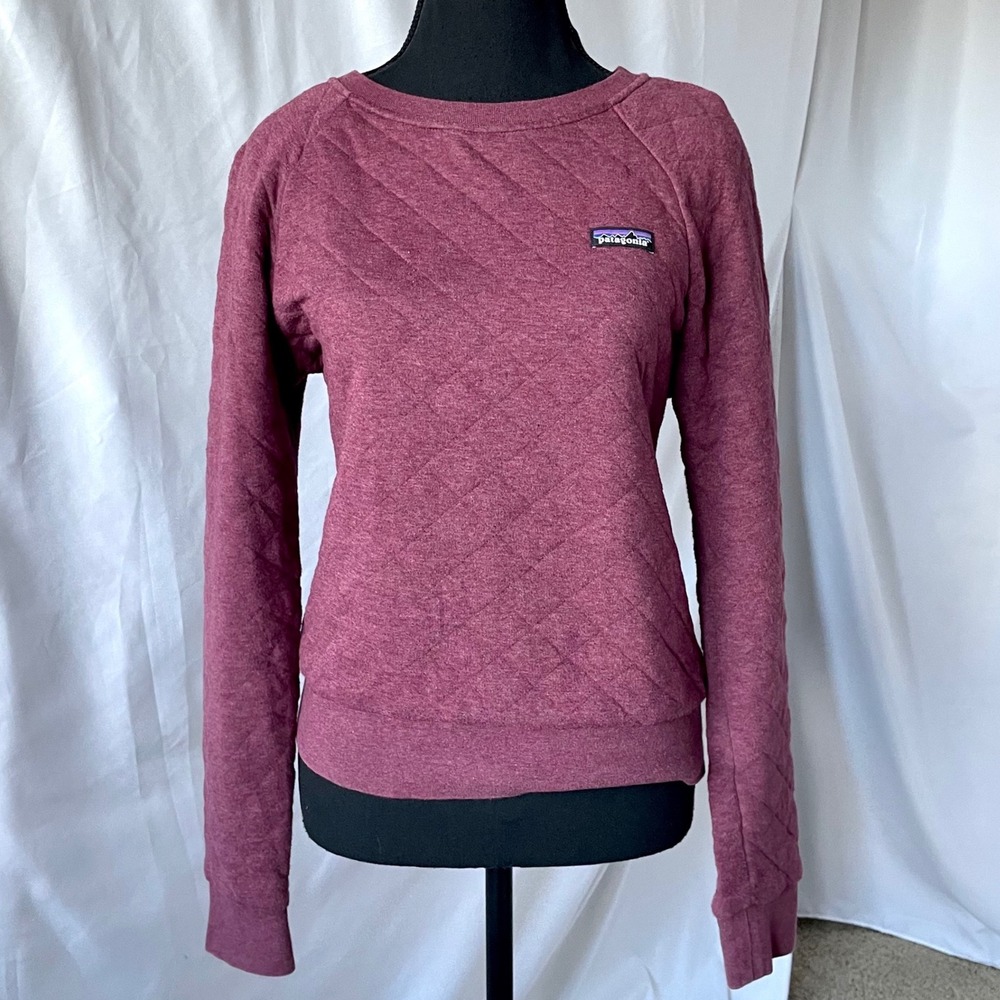 Patagonia Women's Quilted Sweatshirt Sz XS Burgundy Organic Cotton Pullover Fall